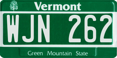 VT license plate WJN262