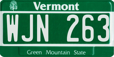 VT license plate WJN263
