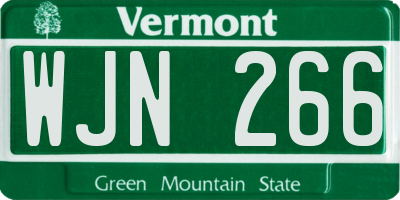 VT license plate WJN266