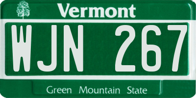 VT license plate WJN267