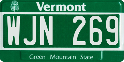 VT license plate WJN269