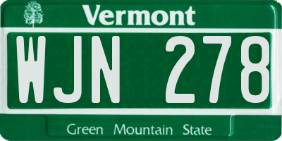 VT license plate WJN278
