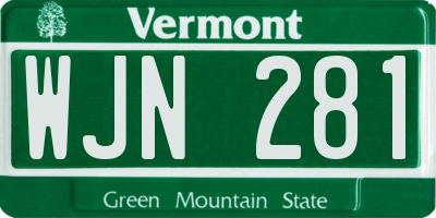 VT license plate WJN281
