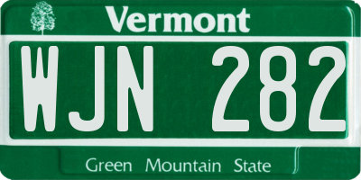 VT license plate WJN282