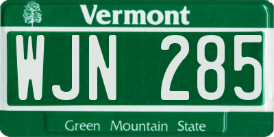 VT license plate WJN285