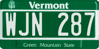 VT license plate WJN287