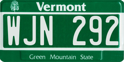 VT license plate WJN292