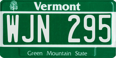 VT license plate WJN295