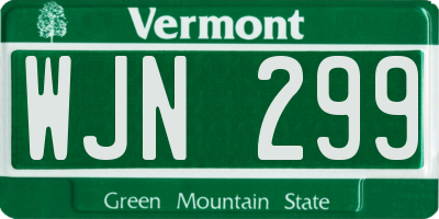 VT license plate WJN299