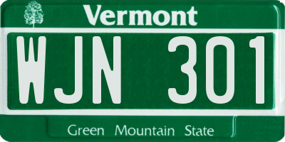 VT license plate WJN301