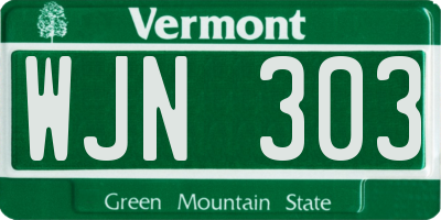 VT license plate WJN303