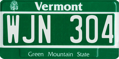 VT license plate WJN304