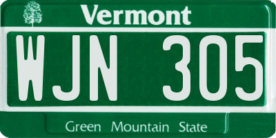 VT license plate WJN305