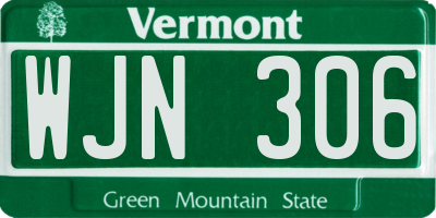 VT license plate WJN306