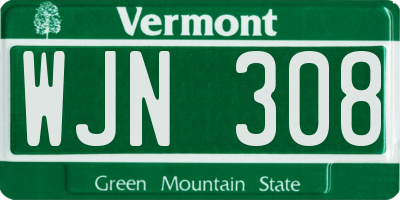 VT license plate WJN308
