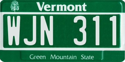 VT license plate WJN311