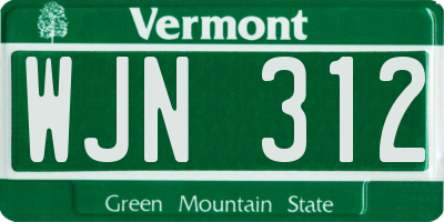 VT license plate WJN312