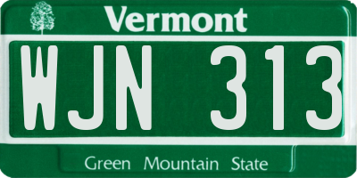 VT license plate WJN313