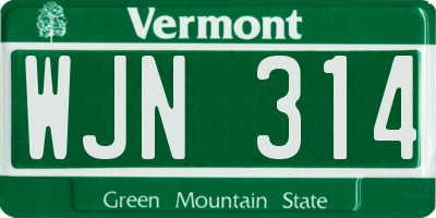 VT license plate WJN314
