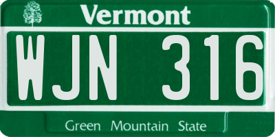 VT license plate WJN316