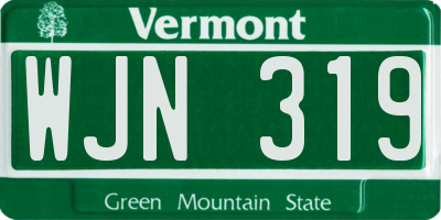VT license plate WJN319