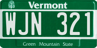 VT license plate WJN321