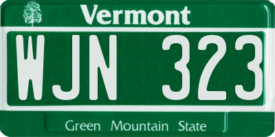 VT license plate WJN323