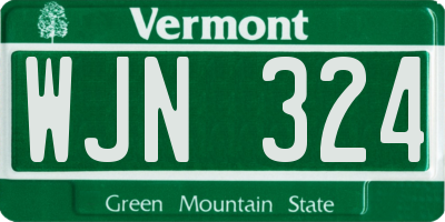 VT license plate WJN324