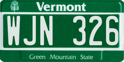 VT license plate WJN326