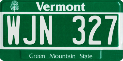 VT license plate WJN327