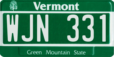 VT license plate WJN331