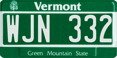 VT license plate WJN332