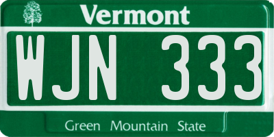 VT license plate WJN333