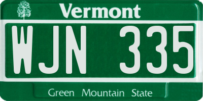 VT license plate WJN335