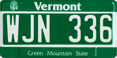VT license plate WJN336