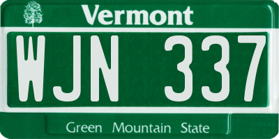 VT license plate WJN337
