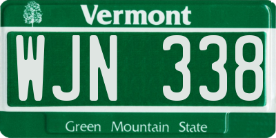 VT license plate WJN338