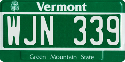 VT license plate WJN339