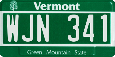 VT license plate WJN341