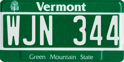 VT license plate WJN344