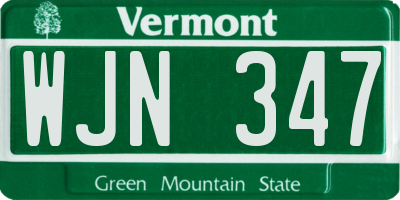 VT license plate WJN347