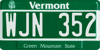 VT license plate WJN352