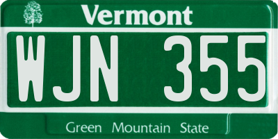 VT license plate WJN355