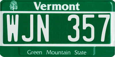 VT license plate WJN357