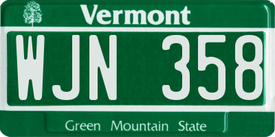 VT license plate WJN358