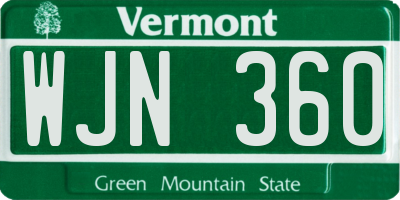 VT license plate WJN360