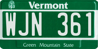 VT license plate WJN361