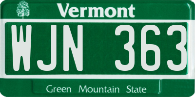 VT license plate WJN363