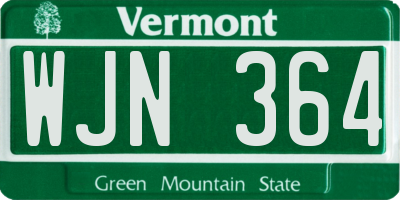 VT license plate WJN364