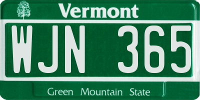 VT license plate WJN365